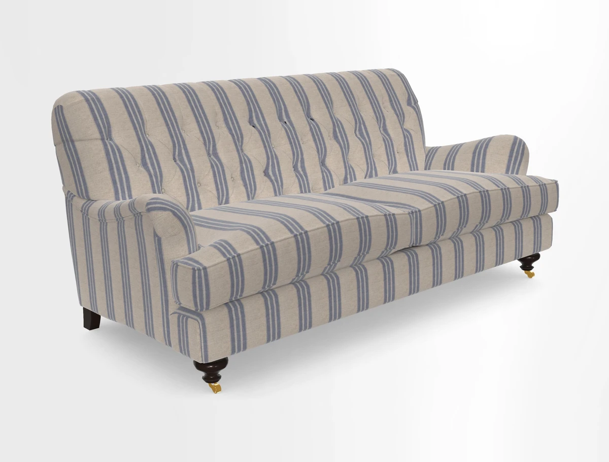 Chiddingfold 3 Seater Sofa in Omega Velvet Tawny Velvet and V&A Threads of India Regal Arabesque Flame with scatters in Sulawesi Splendour Jasper