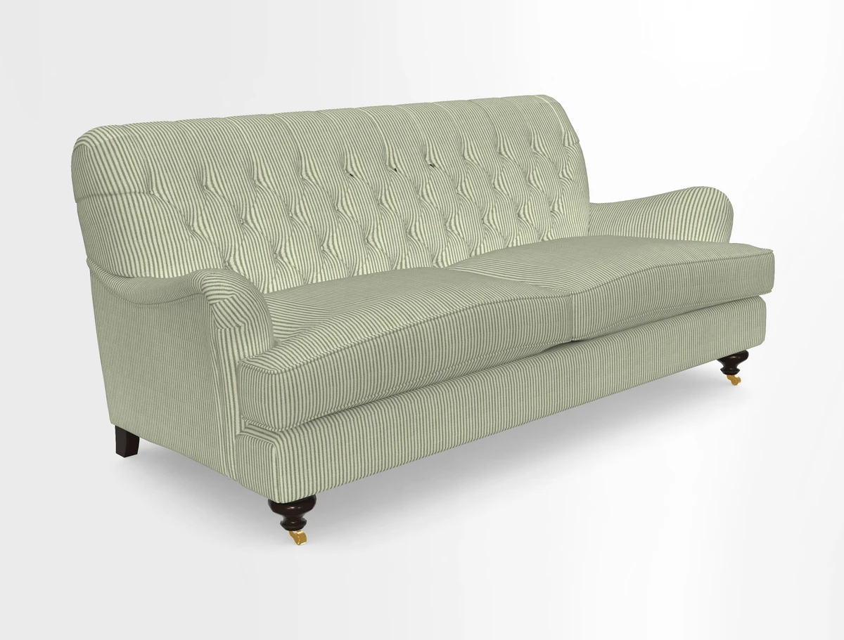 Chiddingfold 3 Seater Sofa in Omega Velvet Tawny Velvet and V&A Threads of India Regal Arabesque Flame with scatters in Sulawesi Splendour Jasper