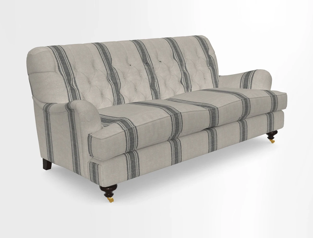 Chiddingfold 3 Seater Sofa in Omega Velvet Tawny Velvet and V&A Threads of India Regal Arabesque Flame with scatters in Sulawesi Splendour Jasper