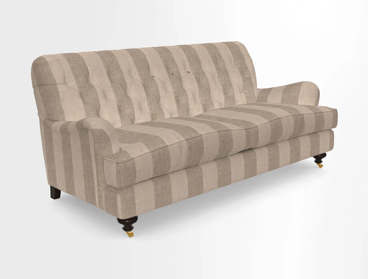Chiddingfold 3 Seater Sofa in Omega Velvet Tawny Velvet and V&A Threads of India Regal Arabesque Flame with scatters in Sulawesi Splendour Jasper