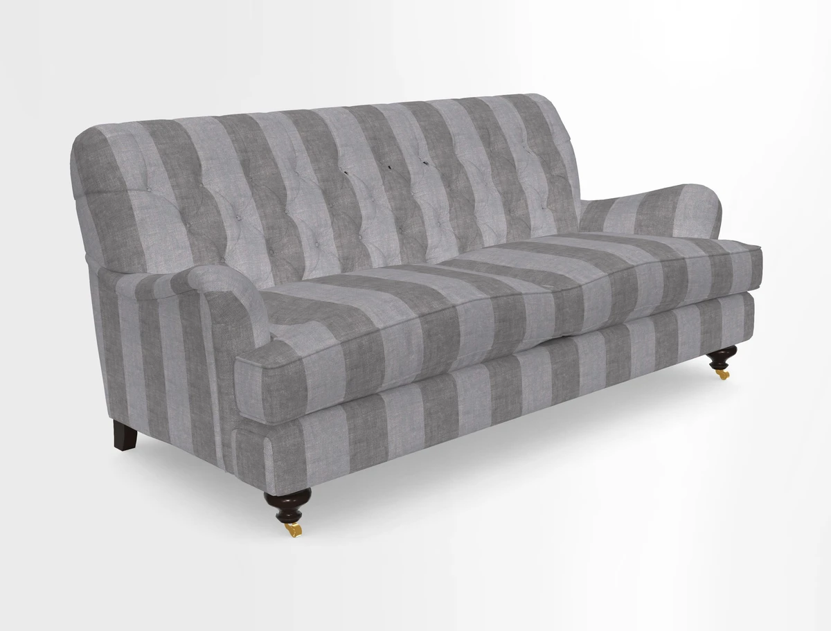 Chiddingfold 3 Seater Sofa in Omega Velvet Tawny Velvet and V&A Threads of India Regal Arabesque Flame with scatters in Sulawesi Splendour Jasper