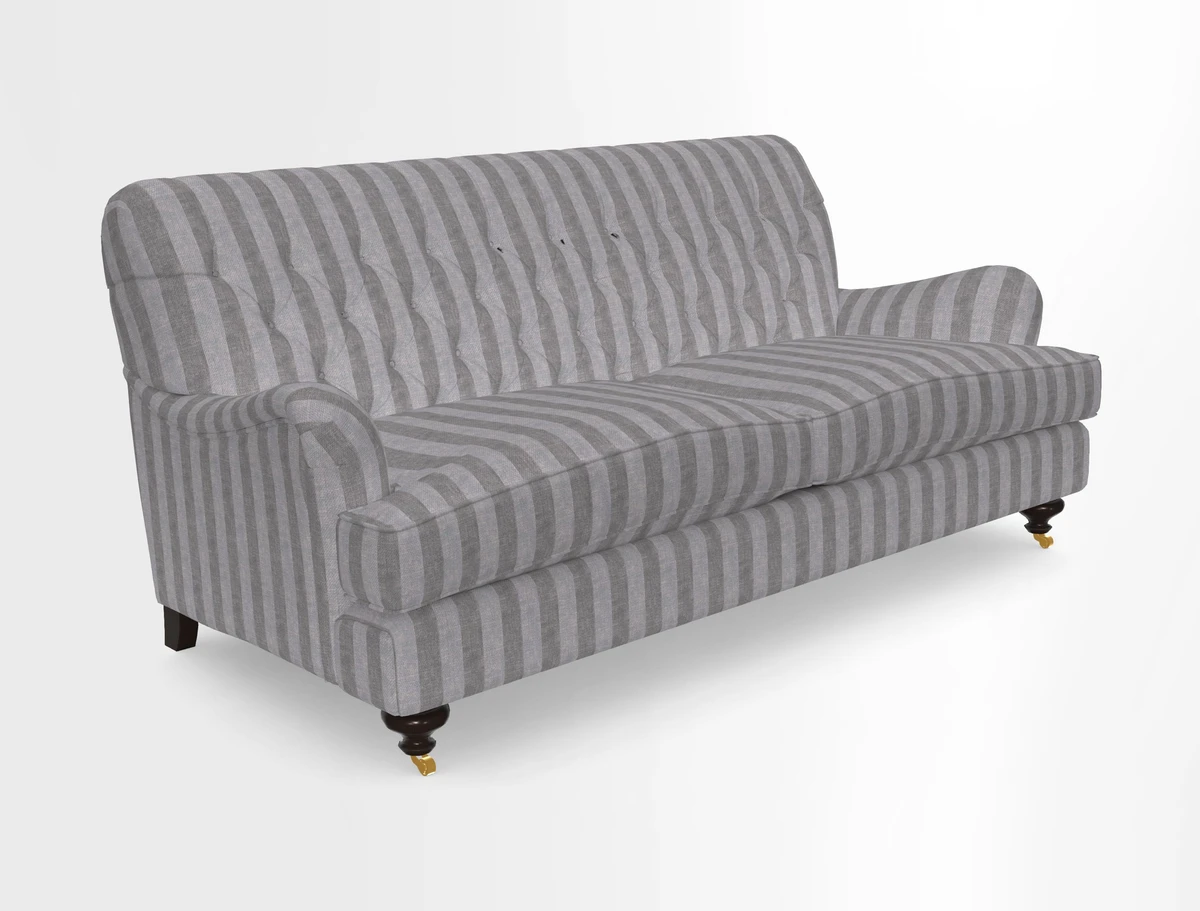 Chiddingfold 3 Seater Sofa in Omega Velvet Tawny Velvet and V&A Threads of India Regal Arabesque Flame with scatters in Sulawesi Splendour Jasper