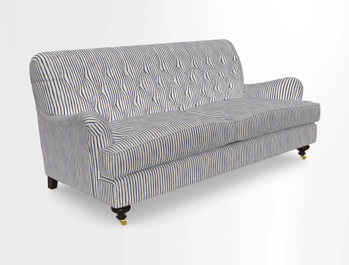 Chiddingfold 3 Seater Sofa in Omega Velvet Tawny Velvet and V&A Threads of India Regal Arabesque Flame with scatters in Sulawesi Splendour Jasper