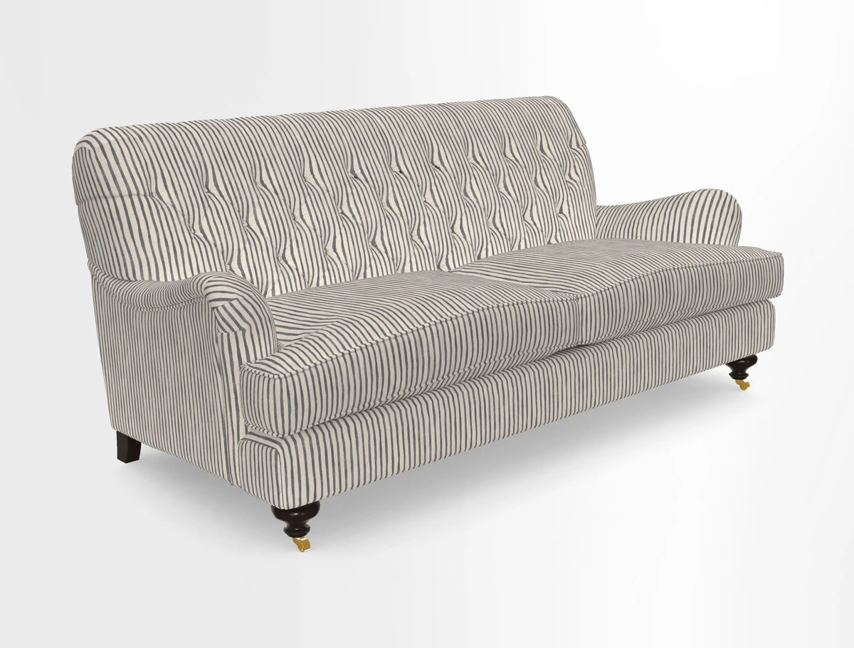 Chiddingfold 3 Seater Sofa in Omega Velvet Tawny Velvet and V&A Threads of India Regal Arabesque Flame with scatters in Sulawesi Splendour Jasper