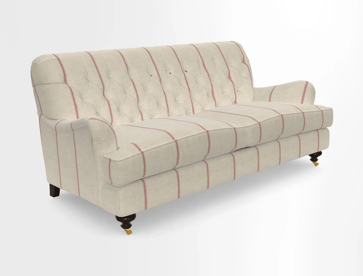 Chiddingfold 3 Seater Sofa in Omega Velvet Tawny Velvet and V&A Threads of India Regal Arabesque Flame with scatters in Sulawesi Splendour Jasper