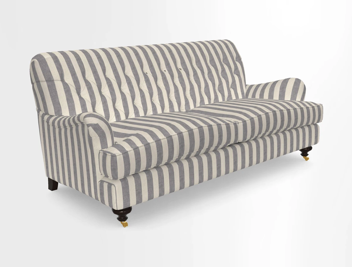 Chiddingfold 3 Seater Sofa in Omega Velvet Tawny Velvet and V&A Threads of India Regal Arabesque Flame with scatters in Sulawesi Splendour Jasper