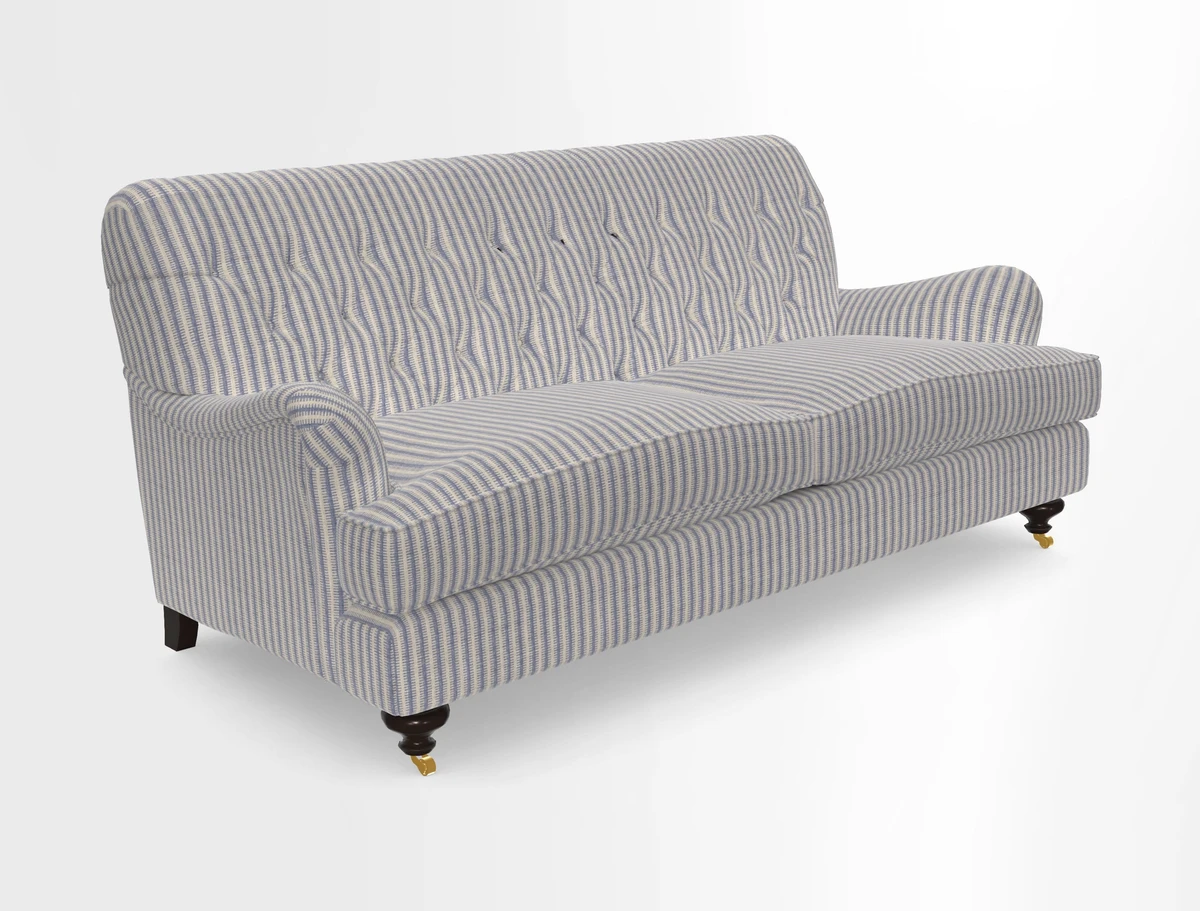Chiddingfold 3 Seater Sofa in Omega Velvet Tawny Velvet and V&A Threads of India Regal Arabesque Flame with scatters in Sulawesi Splendour Jasper