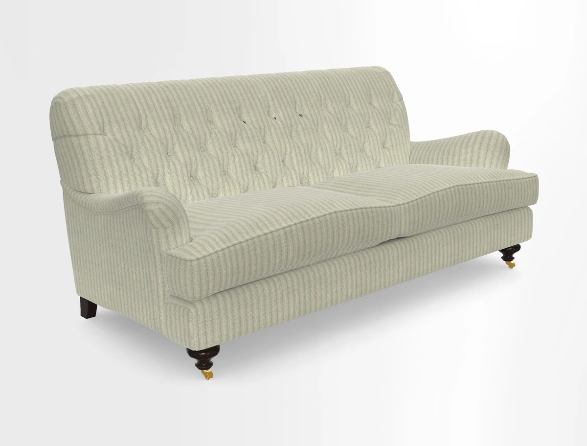 Chiddingfold 3 Seater Sofa in Omega Velvet Tawny Velvet and V&A Threads of India Regal Arabesque Flame with scatters in Sulawesi Splendour Jasper