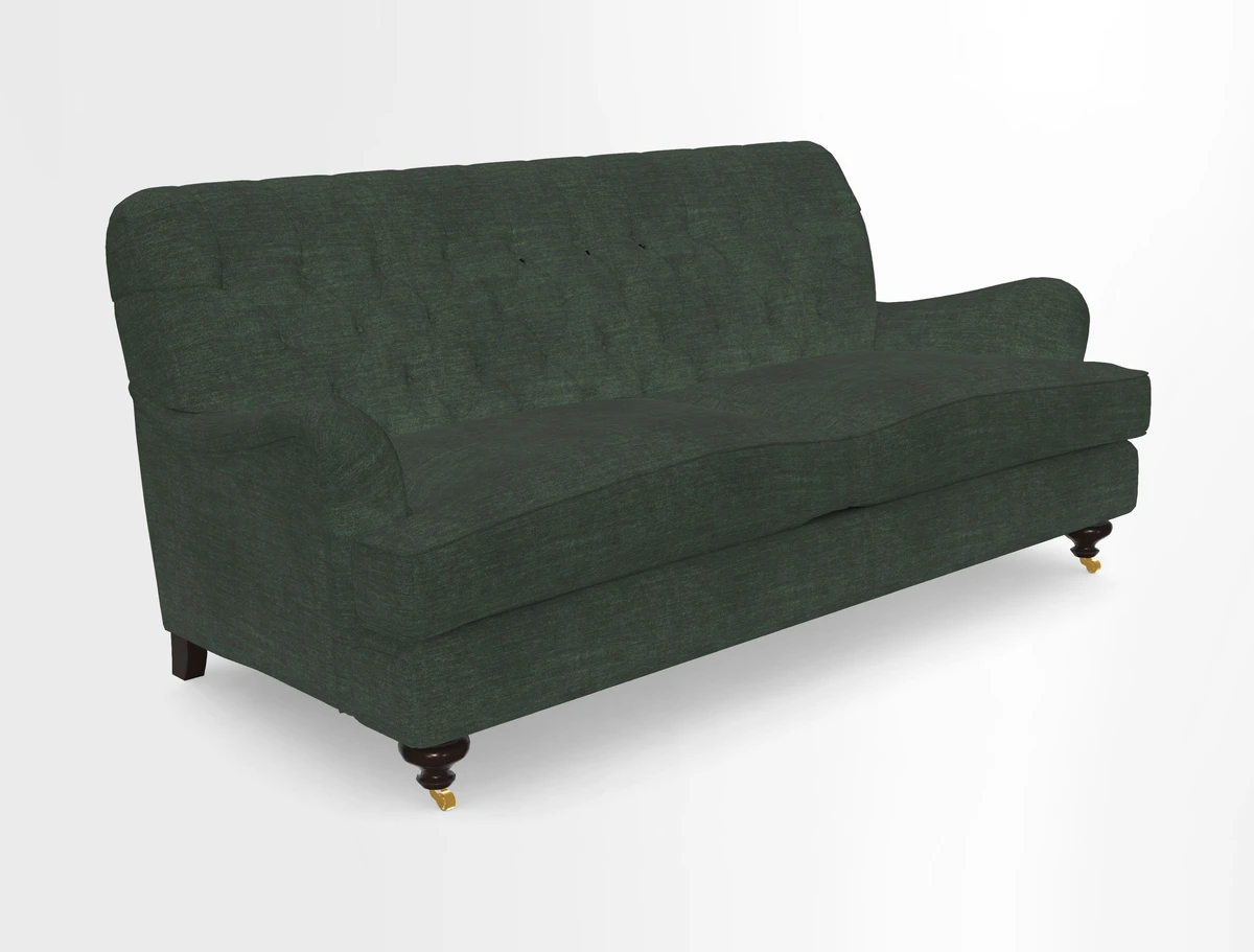 Chiddingfold 3 Seater Sofa in Omega Velvet Tawny Velvet and V&A Threads of India Regal Arabesque Flame with scatters in Sulawesi Splendour Jasper
