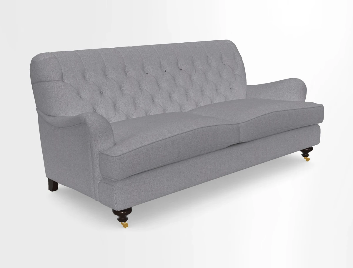 Chiddingfold 3 Seater Sofa in Omega Velvet Tawny Velvet and V&A Threads of India Regal Arabesque Flame with scatters in Sulawesi Splendour Jasper