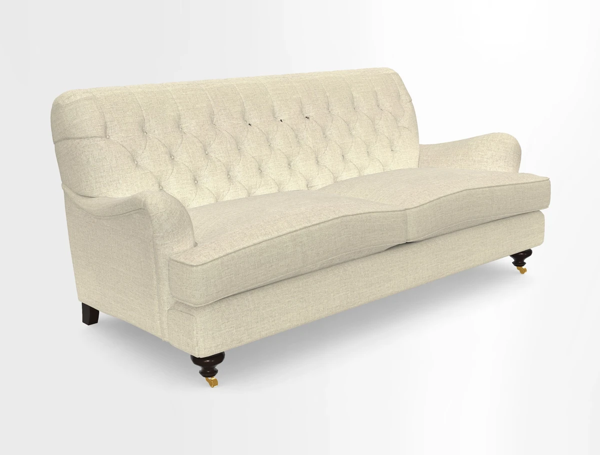 Chiddingfold 3 Seater Sofa in Omega Velvet Tawny Velvet and V&A Threads of India Regal Arabesque Flame with scatters in Sulawesi Splendour Jasper
