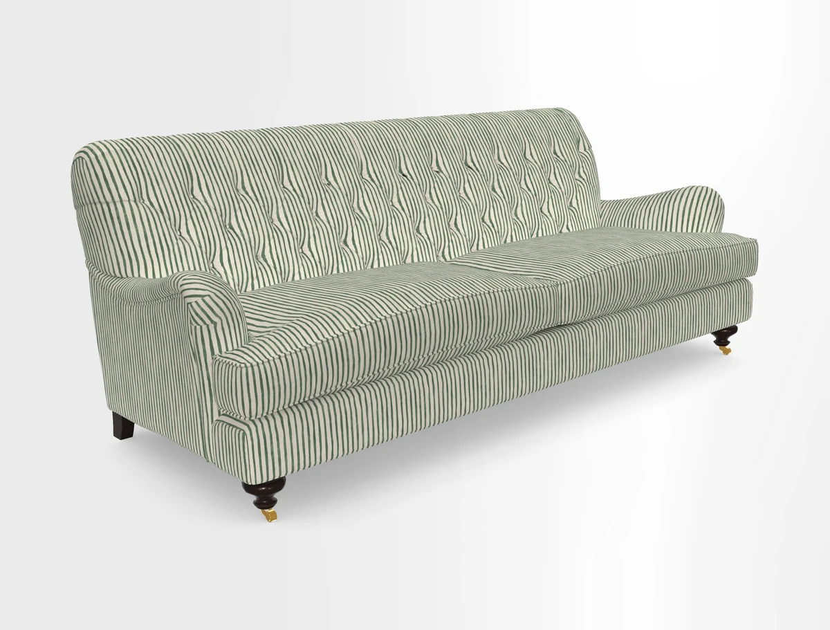 Chiddingfold 3 Seater Sofa in Omega Velvet Tawny Velvet and V&A Threads of India Regal Arabesque Flame with scatters in Sulawesi Splendour Jasper