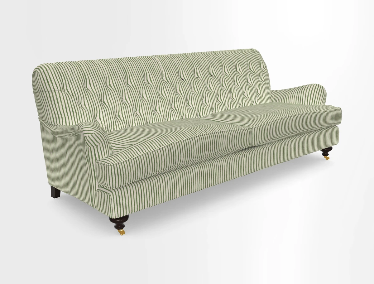 Chiddingfold 3 Seater Sofa in Omega Velvet Tawny Velvet and V&A Threads of India Regal Arabesque Flame with scatters in Sulawesi Splendour Jasper