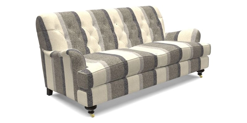 Chiddingfold 3 Seater Sofa in Omega Velvet Tawny Velvet and V&A Threads of India Regal Arabesque Flame with scatters in Sulawesi Splendour Jasper