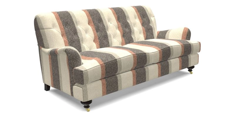 Chiddingfold 3 Seater Sofa in Omega Velvet Tawny Velvet and V&A Threads of India Regal Arabesque Flame with scatters in Sulawesi Splendour Jasper