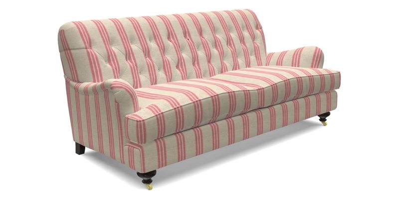 Chiddingfold 3 Seater Sofa in Omega Velvet Tawny Velvet and V&A Threads of India Regal Arabesque Flame with scatters in Sulawesi Splendour Jasper