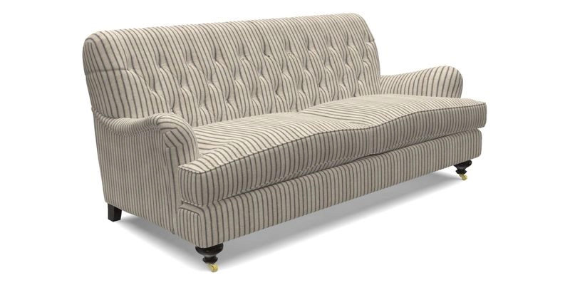 Chiddingfold 3 Seater Sofa in Omega Velvet Tawny Velvet and V&A Threads of India Regal Arabesque Flame with scatters in Sulawesi Splendour Jasper