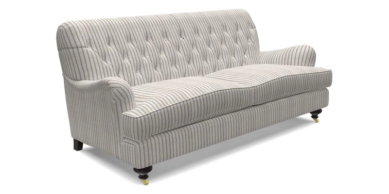 Chiddingfold 3 Seater Sofa in Omega Velvet Tawny Velvet and V&A Threads of India Regal Arabesque Flame with scatters in Sulawesi Splendour Jasper