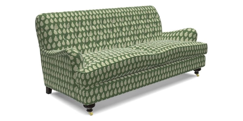 Chiddingfold 3 Seater Sofa in Omega Velvet Tawny Velvet and V&A Threads of India Regal Arabesque Flame with scatters in Sulawesi Splendour Jasper