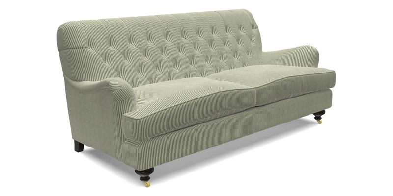 Chiddingfold 3 Seater Sofa in Omega Velvet Tawny Velvet and V&A Threads of India Regal Arabesque Flame with scatters in Sulawesi Splendour Jasper