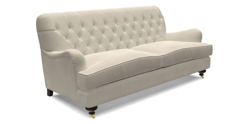 Chiddingfold 3 Seater Sofa in Omega Velvet Tawny Velvet and V&A Threads of India Regal Arabesque Flame with scatters in Sulawesi Splendour Jasper