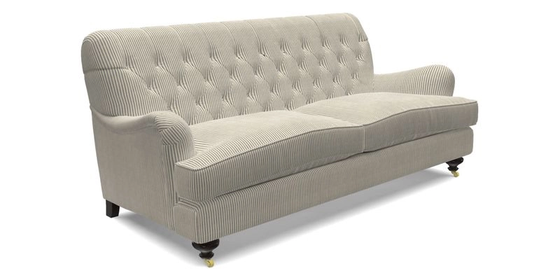 Chiddingfold 3 Seater Sofa in Omega Velvet Tawny Velvet and V&A Threads of India Regal Arabesque Flame with scatters in Sulawesi Splendour Jasper