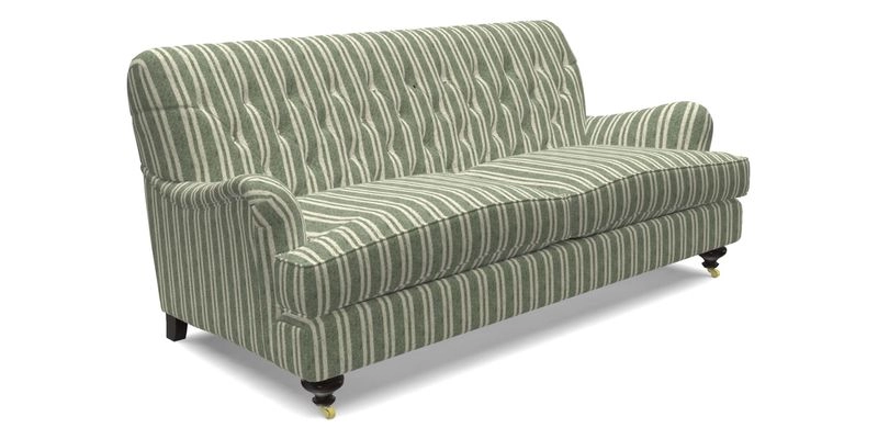 Chiddingfold 3 Seater Sofa in Omega Velvet Tawny Velvet and V&A Threads of India Regal Arabesque Flame with scatters in Sulawesi Splendour Jasper