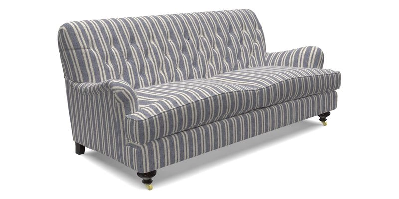 Chiddingfold 3 Seater Sofa in Omega Velvet Tawny Velvet and V&A Threads of India Regal Arabesque Flame with scatters in Sulawesi Splendour Jasper