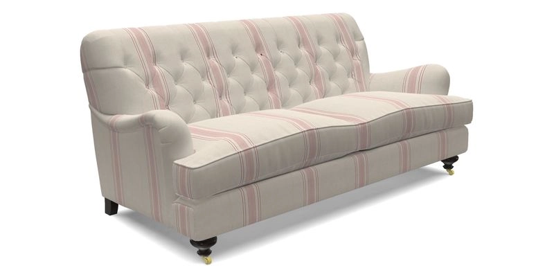 Chiddingfold 3 Seater Sofa in Omega Velvet Tawny Velvet and V&A Threads of India Regal Arabesque Flame with scatters in Sulawesi Splendour Jasper