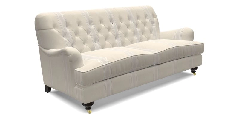 Chiddingfold 3 Seater Sofa in Omega Velvet Tawny Velvet and V&A Threads of India Regal Arabesque Flame with scatters in Sulawesi Splendour Jasper