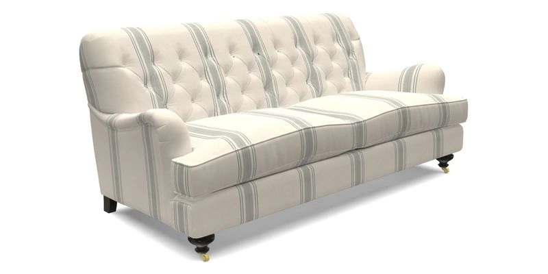 Chiddingfold 3 Seater Sofa in Omega Velvet Tawny Velvet and V&A Threads of India Regal Arabesque Flame with scatters in Sulawesi Splendour Jasper