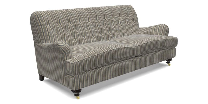 Chiddingfold 3 Seater Sofa in Omega Velvet Tawny Velvet and V&A Threads of India Regal Arabesque Flame with scatters in Sulawesi Splendour Jasper