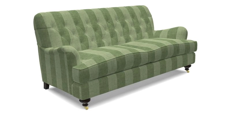 Chiddingfold 3 Seater Sofa in Omega Velvet Tawny Velvet and V&A Threads of India Regal Arabesque Flame with scatters in Sulawesi Splendour Jasper