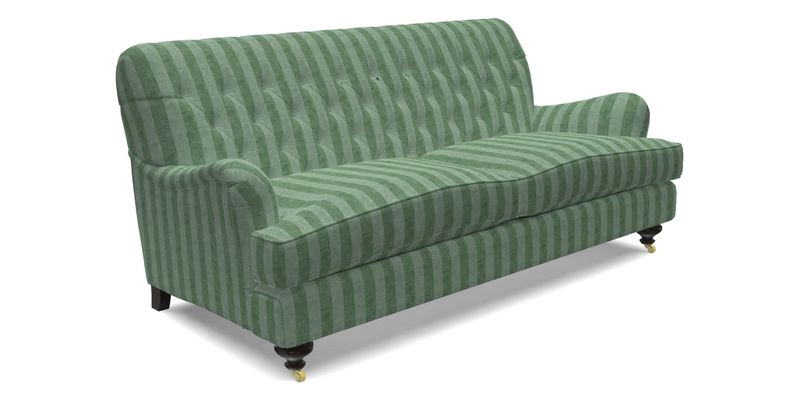 Chiddingfold 3 Seater Sofa in Omega Velvet Tawny Velvet and V&A Threads of India Regal Arabesque Flame with scatters in Sulawesi Splendour Jasper