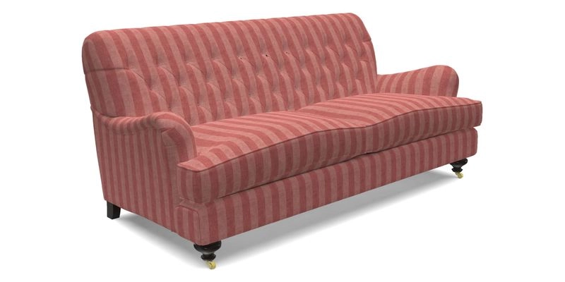 Chiddingfold 3 Seater Sofa in Omega Velvet Tawny Velvet and V&A Threads of India Regal Arabesque Flame with scatters in Sulawesi Splendour Jasper