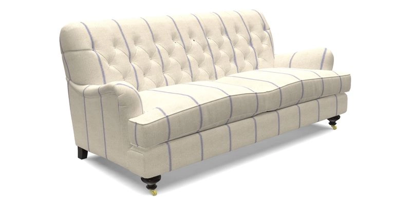 Chiddingfold 3 Seater Sofa in Omega Velvet Tawny Velvet and V&A Threads of India Regal Arabesque Flame with scatters in Sulawesi Splendour Jasper