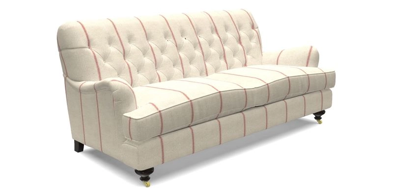 Chiddingfold 3 Seater Sofa in Omega Velvet Tawny Velvet and V&A Threads of India Regal Arabesque Flame with scatters in Sulawesi Splendour Jasper