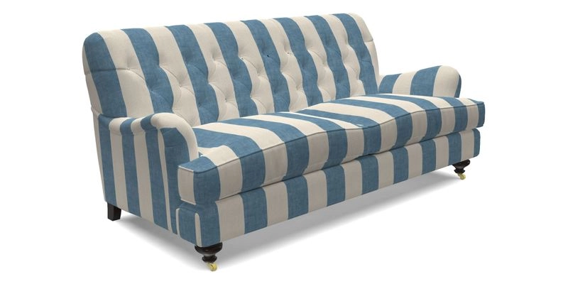 Chiddingfold 3 Seater Sofa in Omega Velvet Tawny Velvet and V&A Threads of India Regal Arabesque Flame with scatters in Sulawesi Splendour Jasper