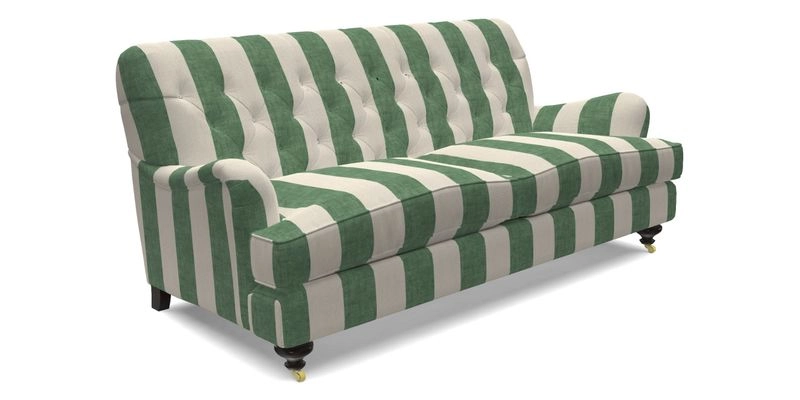 Chiddingfold 3 Seater Sofa in Omega Velvet Tawny Velvet and V&A Threads of India Regal Arabesque Flame with scatters in Sulawesi Splendour Jasper