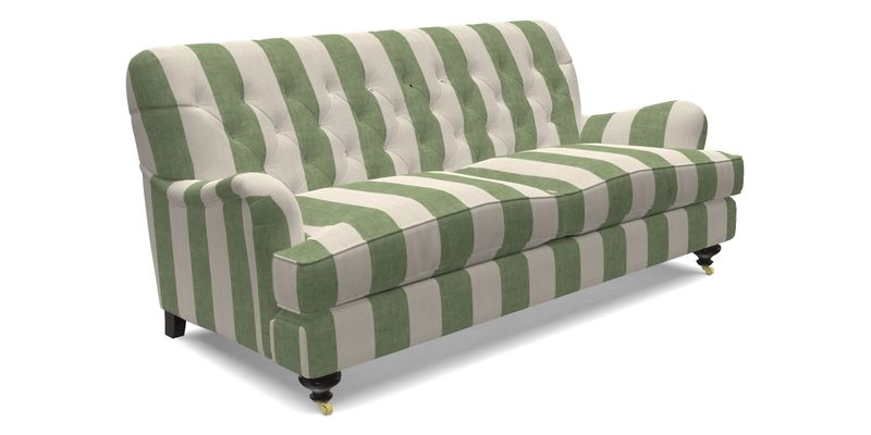 Chiddingfold 3 Seater Sofa in Omega Velvet Tawny Velvet and V&A Threads of India Regal Arabesque Flame with scatters in Sulawesi Splendour Jasper