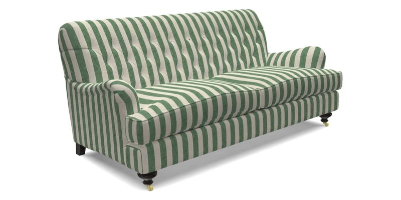 Chiddingfold 3 Seater Sofa in Omega Velvet Tawny Velvet and V&A Threads of India Regal Arabesque Flame with scatters in Sulawesi Splendour Jasper