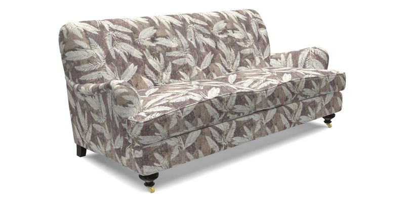 Chiddingfold 3 Seater Sofa in Omega Velvet Tawny Velvet and V&A Threads of India Regal Arabesque Flame with scatters in Sulawesi Splendour Jasper