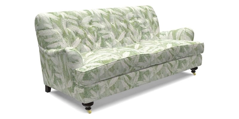 Chiddingfold 3 Seater Sofa in Omega Velvet Tawny Velvet and V&A Threads of India Regal Arabesque Flame with scatters in Sulawesi Splendour Jasper