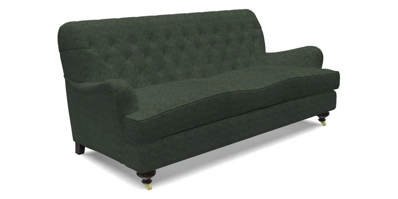 Chiddingfold 3 Seater Sofa in Omega Velvet Tawny Velvet and V&A Threads of India Regal Arabesque Flame with scatters in Sulawesi Splendour Jasper