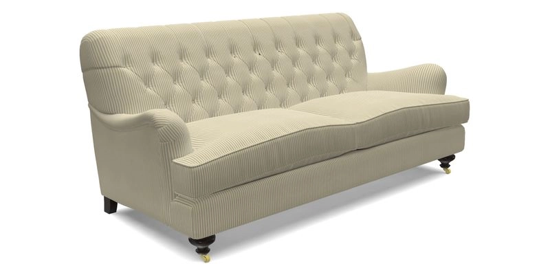 Chiddingfold 3 Seater Sofa in Omega Velvet Tawny Velvet and V&A Threads of India Regal Arabesque Flame with scatters in Sulawesi Splendour Jasper