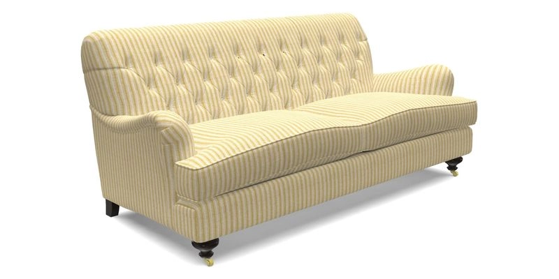 Chiddingfold 3 Seater Sofa in Omega Velvet Tawny Velvet and V&A Threads of India Regal Arabesque Flame with scatters in Sulawesi Splendour Jasper