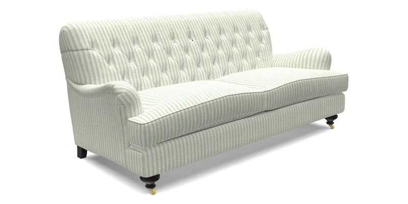 Chiddingfold 3 Seater Sofa in Omega Velvet Tawny Velvet and V&A Threads of India Regal Arabesque Flame with scatters in Sulawesi Splendour Jasper