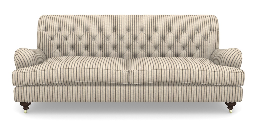 Product photograph of Chiddingfold 4 Seater Sofa In Cloth 18 Stripes - Ticking - Bible Black from Sofas and Stuff Limited