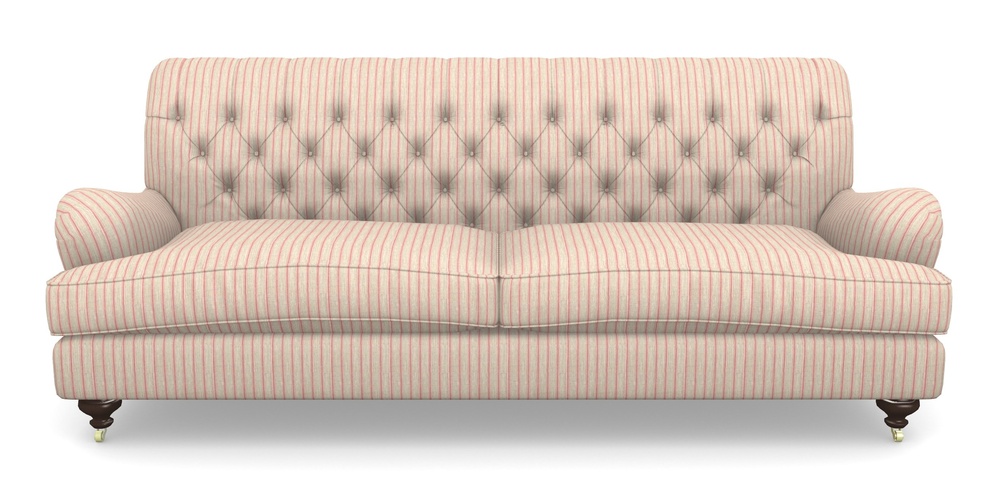 Product photograph of Chiddingfold 4 Seater Sofa In Cloth 18 Stripes - Ticking - Cranberry from Sofas and Stuff Limited