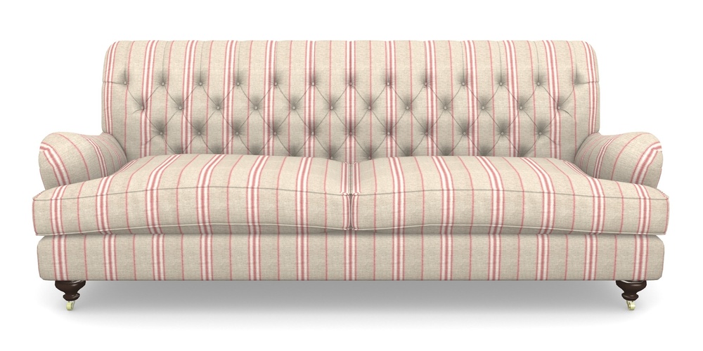 Product photograph of Chiddingfold 4 Seater Sofa In Cloth 18 Stripes - Regimental - Cranberry from Sofas and Stuff Limited